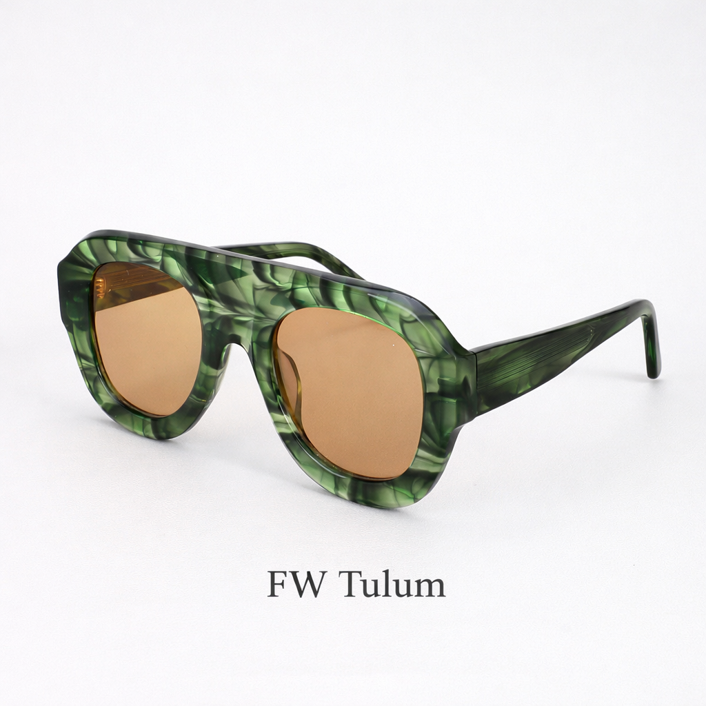 FW Tulum — Green Marble Statement Sunglasses
